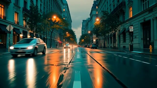 Cinematic Reflections on Wet Asphalt