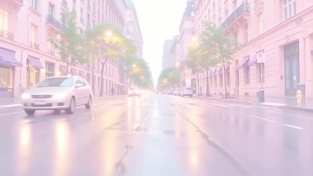 Pastel Haze on Wet Avenue