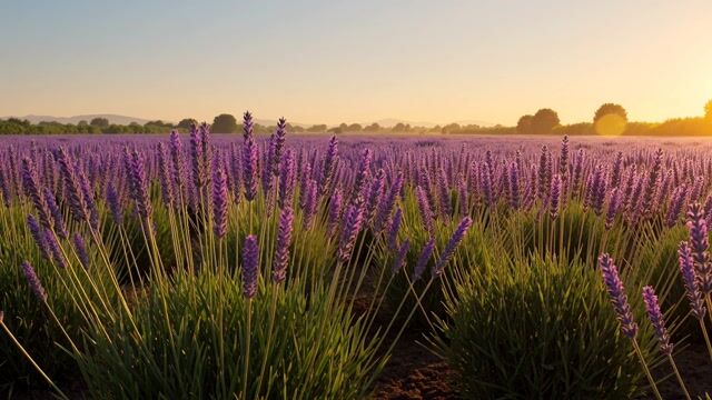 Lavender Fields in Golden Light