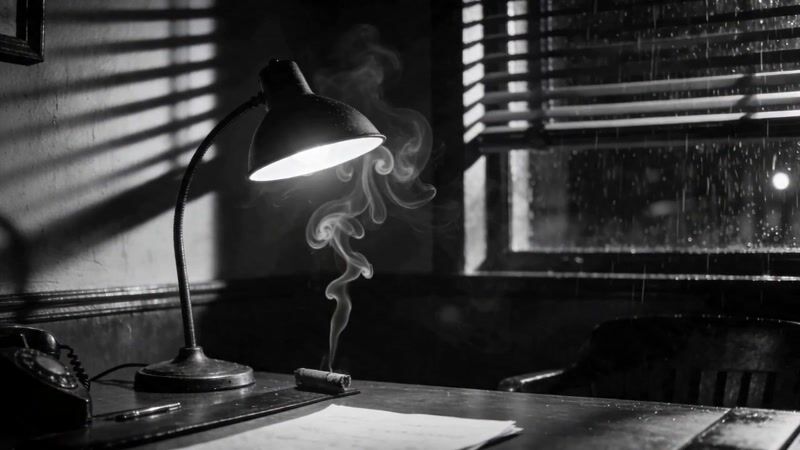 A still from Rain Check, a noir short film made in Film Studio.