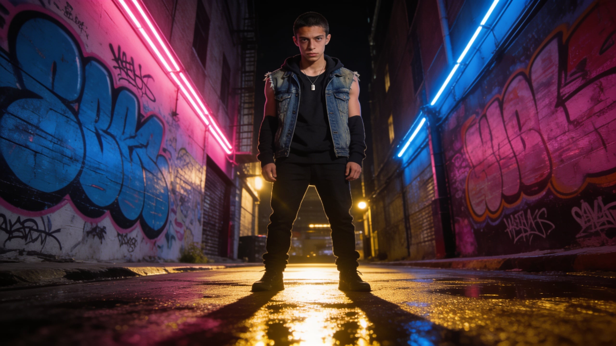 Neon Rebel in Wet Alley