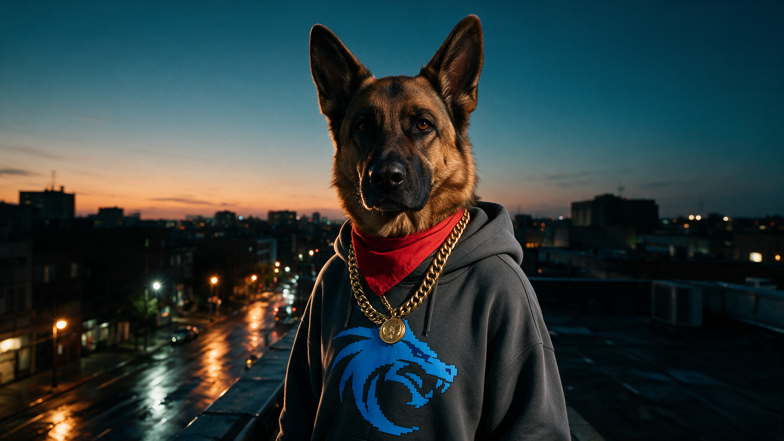 Rooftop Shepherd at Twilight