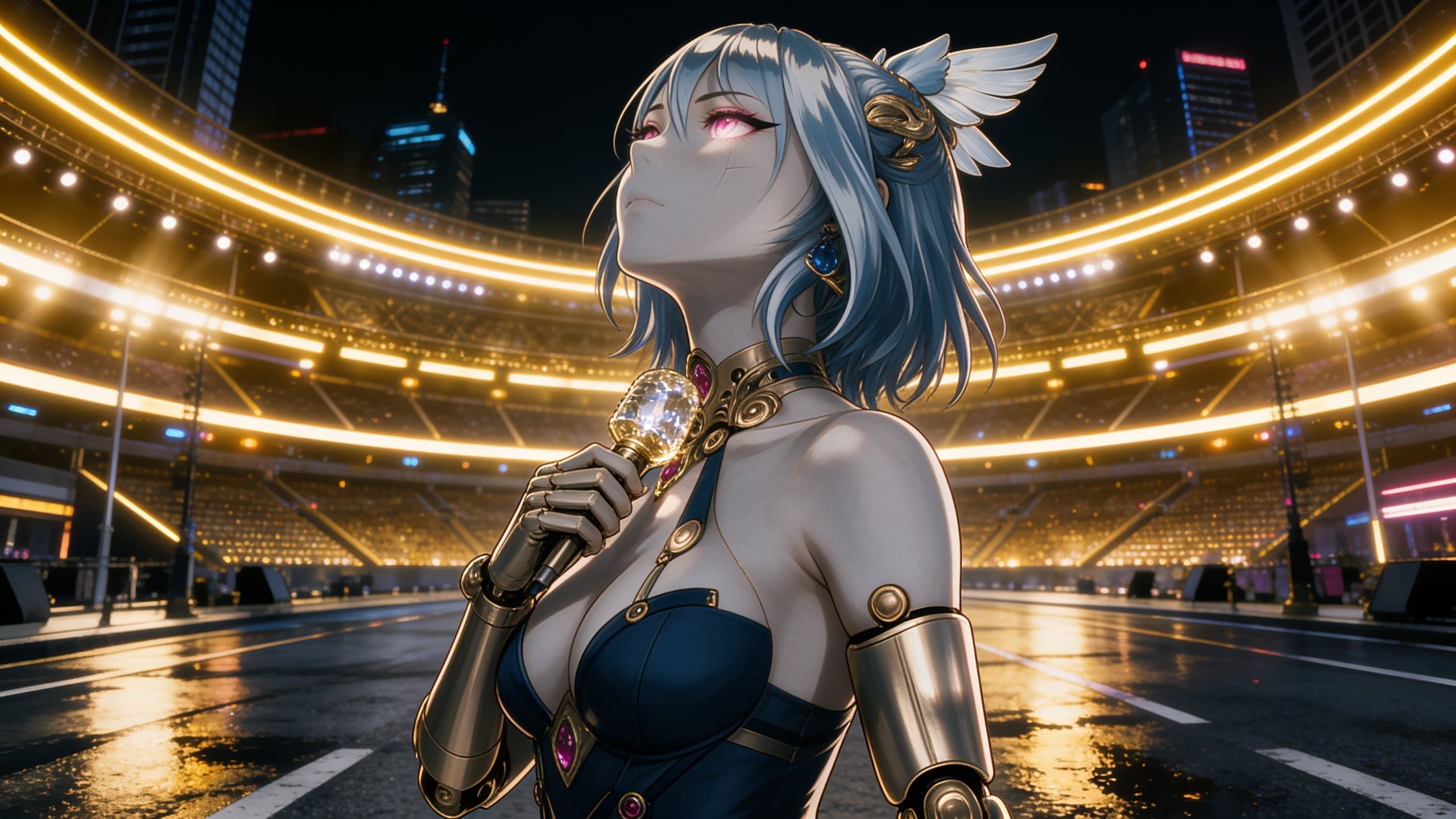Celestial Singer Under Stadium Lights