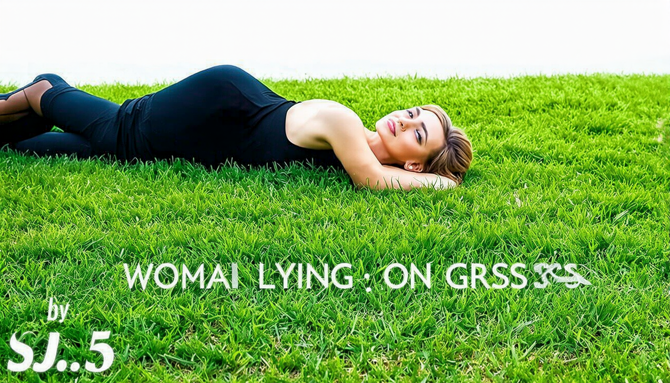 woman lying on grass with the words, "WOMAN LYING ON GRASS by SD3.5" at the bottom