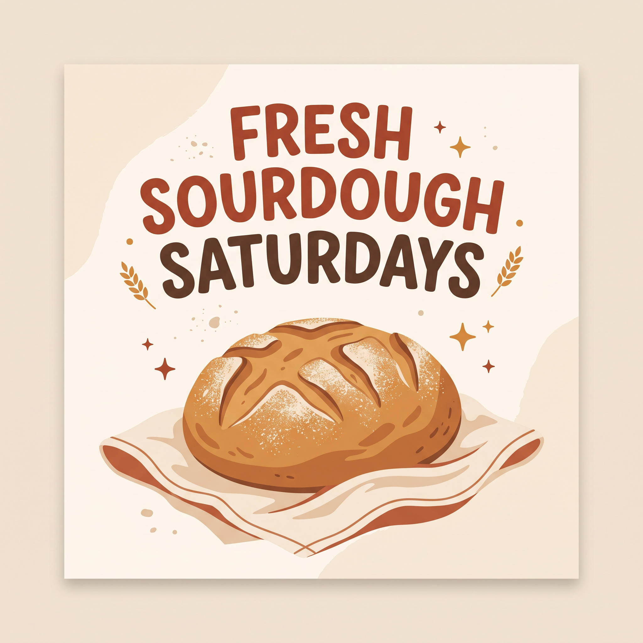 Nano Banana 2.1: a bakery post reading FRESH SOURDOUGH SATURDAYS