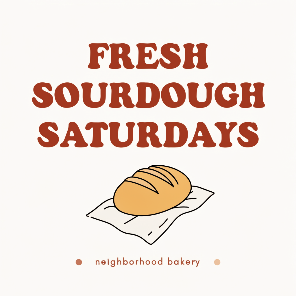 Recraft V4.1: a bakery post reading FRESH SOURDOUGH SATURDAYS