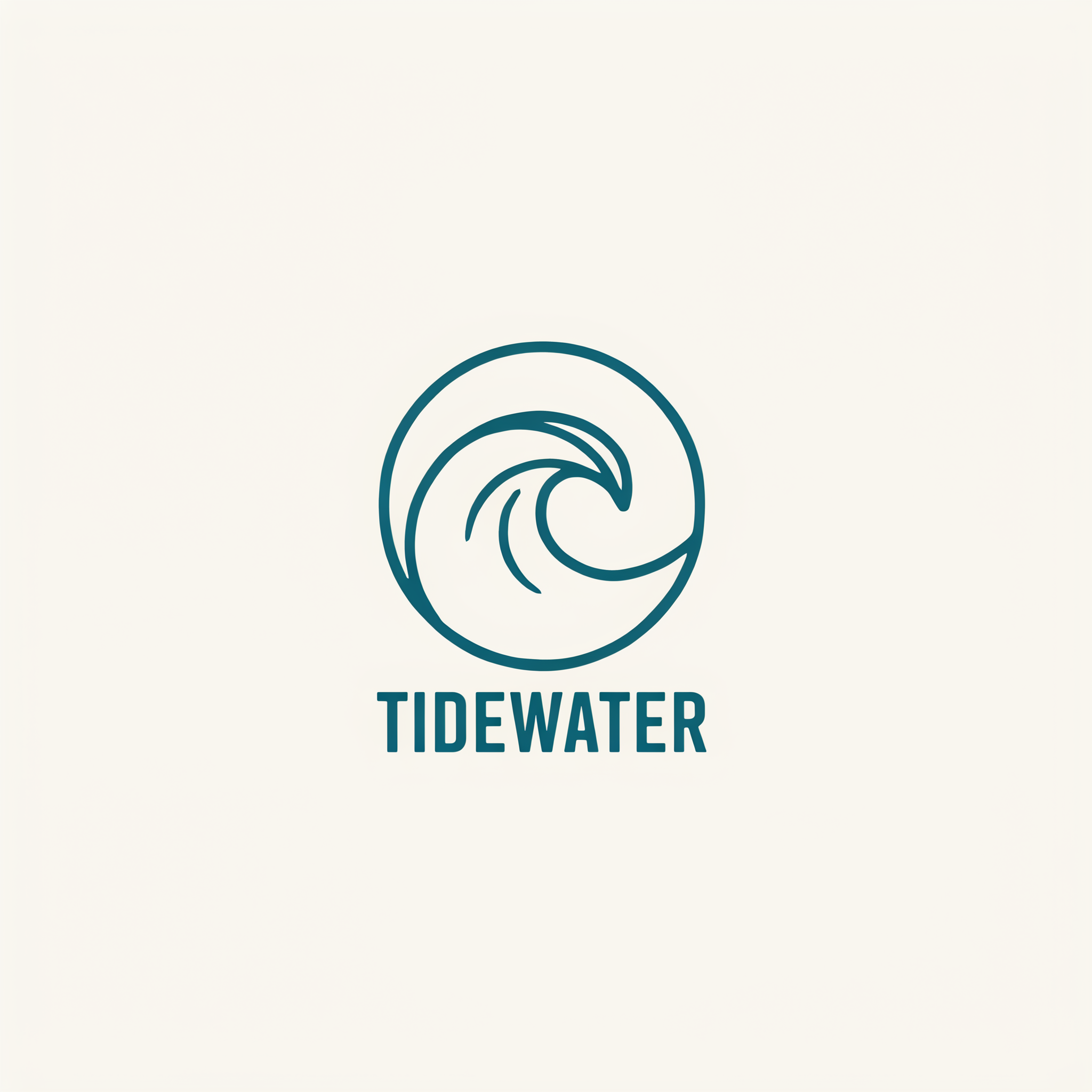 A teal circle logo with a wave curling into a paddle blade above the word TIDEWATER