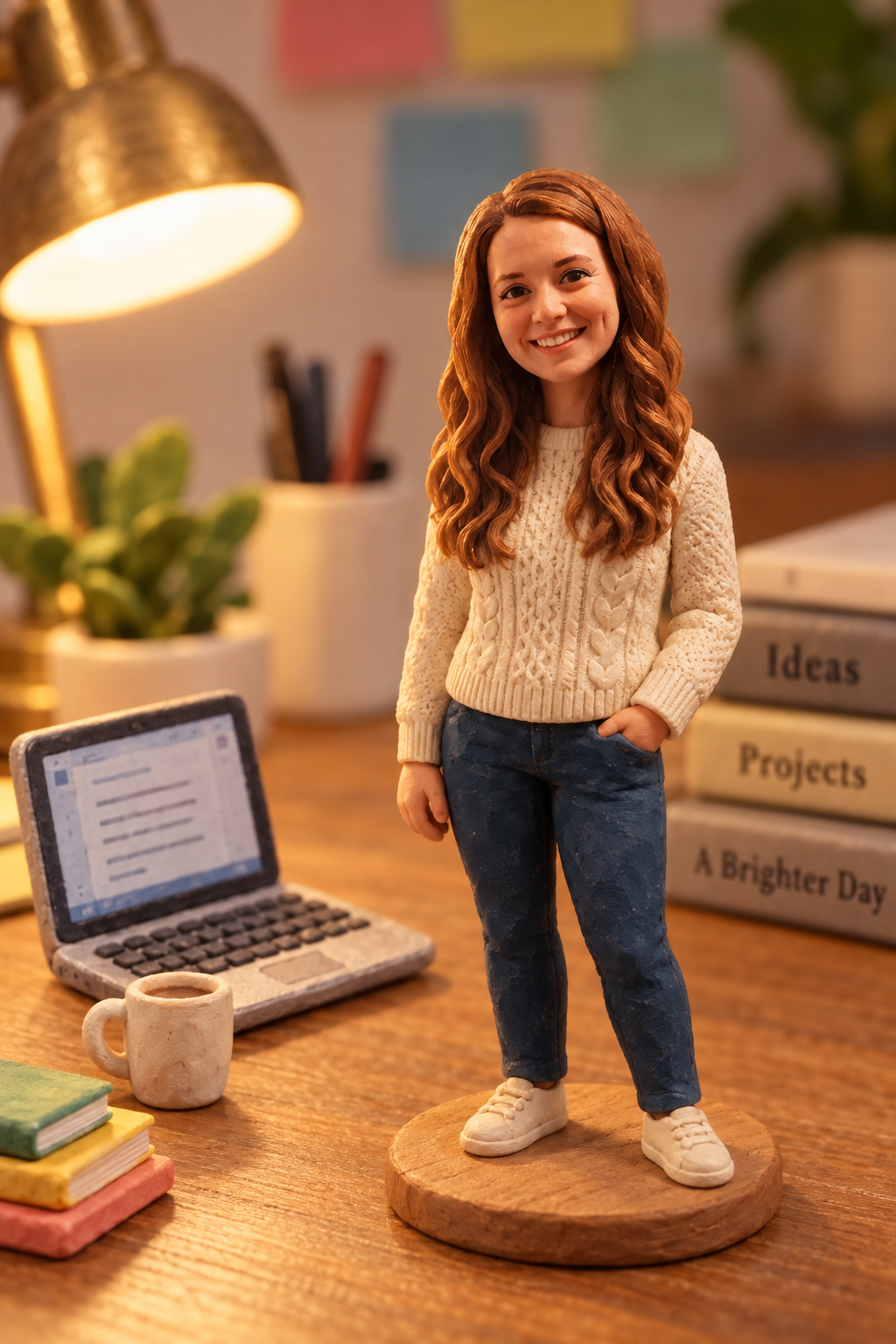 Bonus, GPT Image 2.5: the snapshot turned into a small clay figurine on a wooden desk