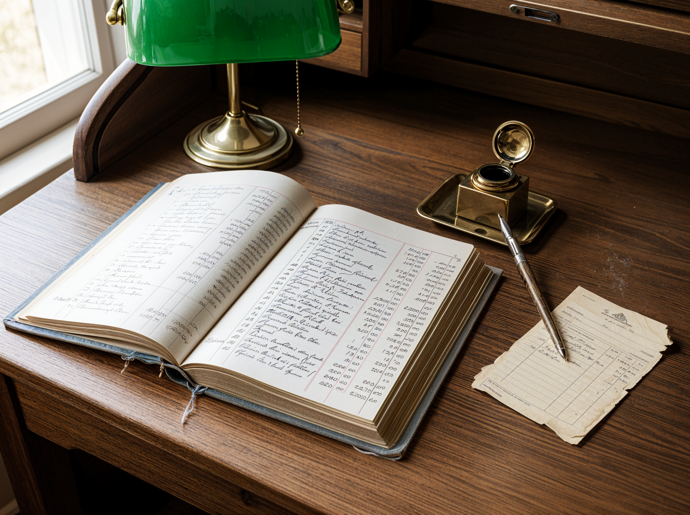 Creative Upscaler 2x: the same desk with bolder ink strokes