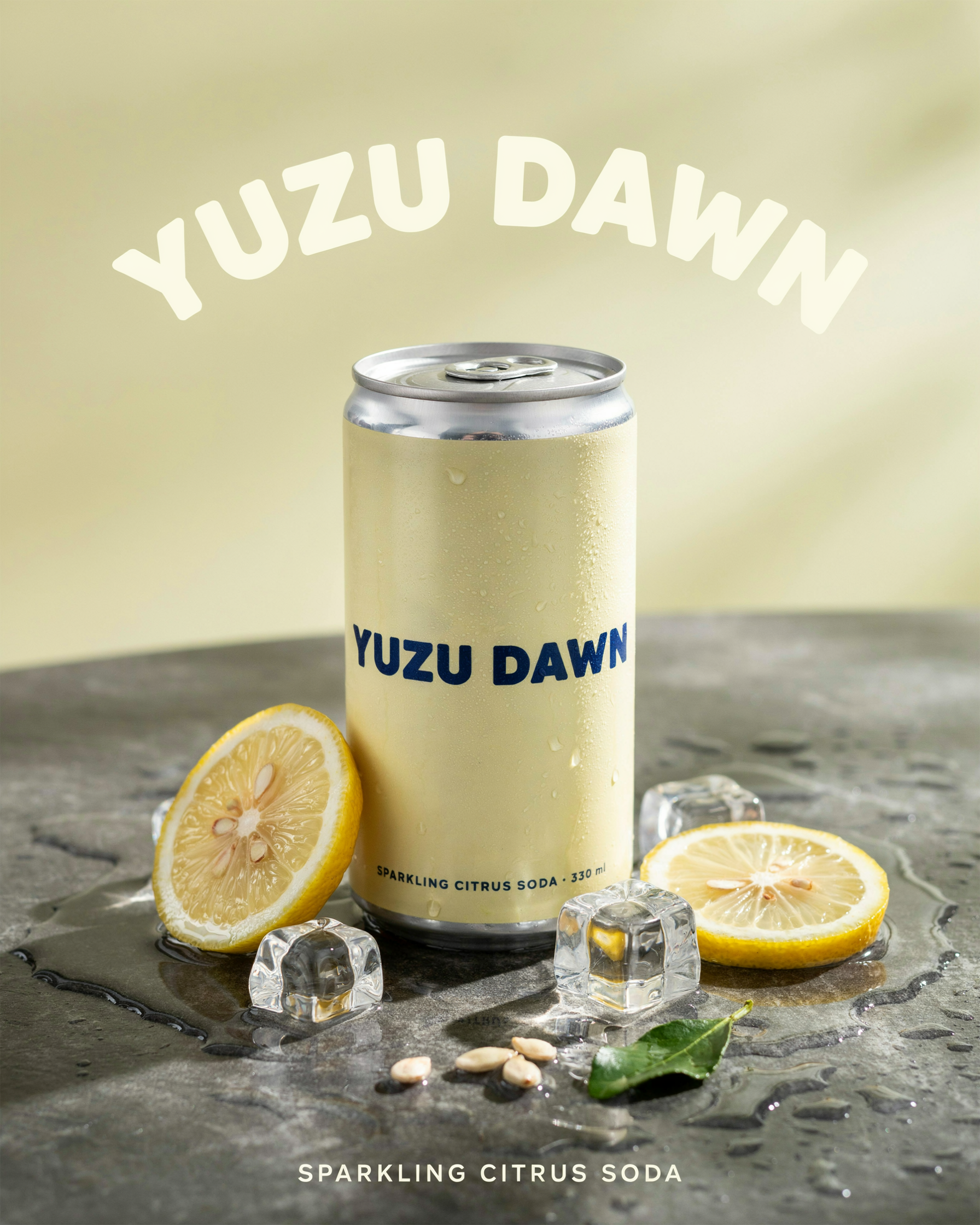 Ideogram 4.5: an arched title above a pale can on a dark wet stone with scattered seeds