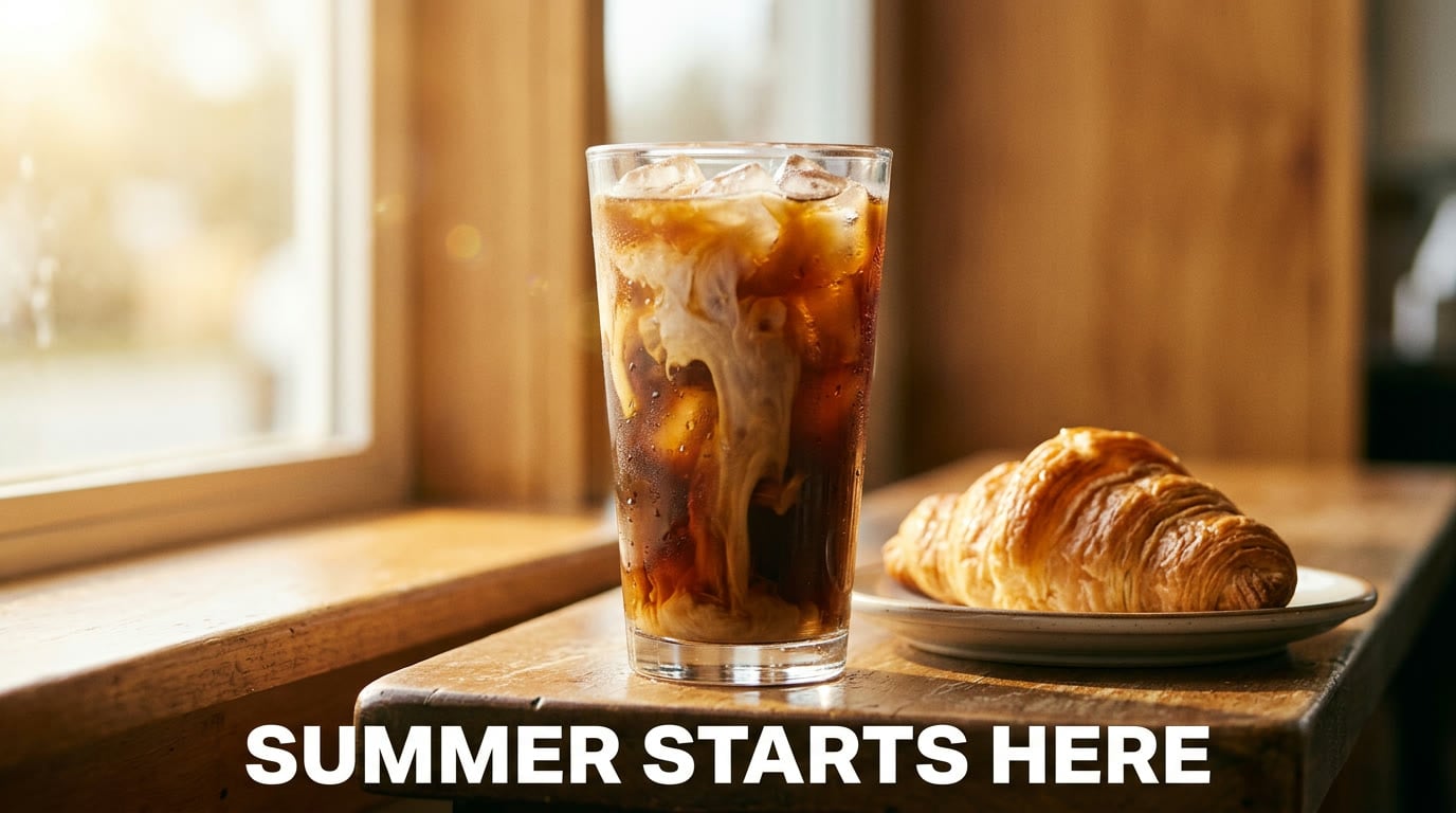 Version three of the iced coffee prompt, made on Nano Banana 2.1: the words spelled right.
