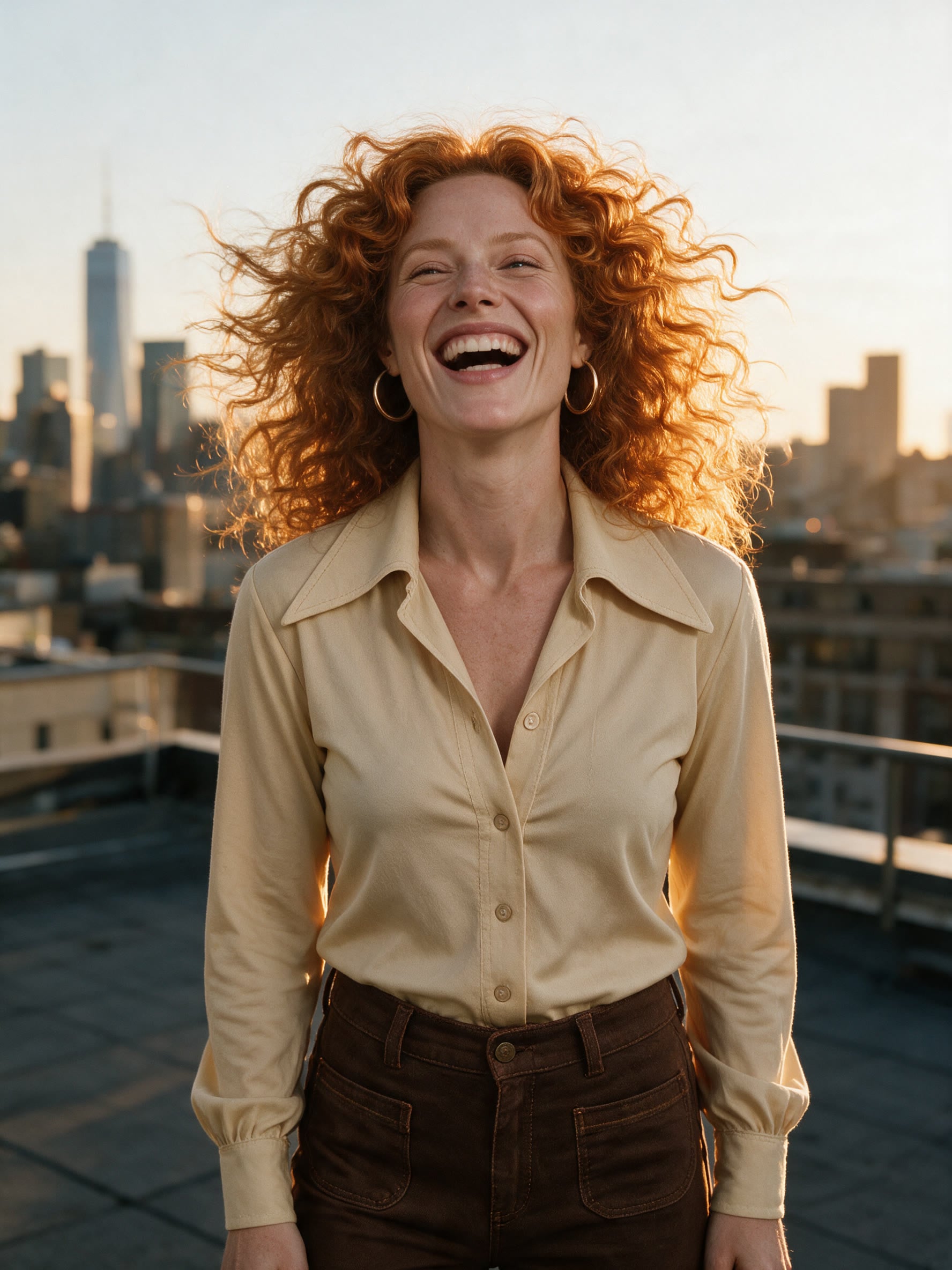 The image made in this lesson from "@Juniper laughing on a rooftop at golden hour": no photo uploaded.